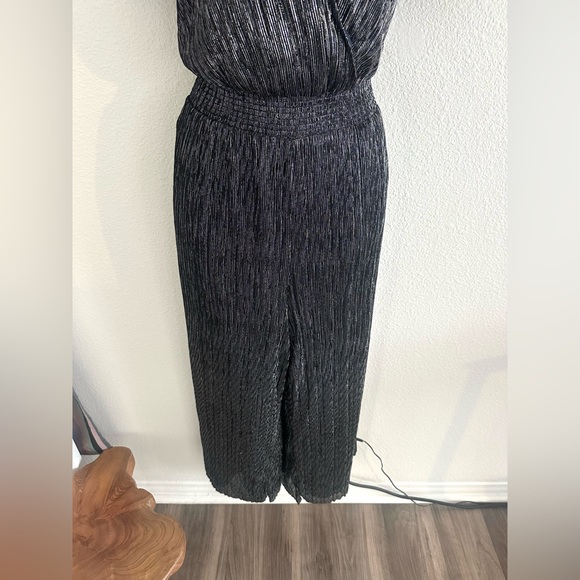 Banana Republic Wide Leg Jumpsuit NWT Navy Silver Shimmer Cocktail Party Sz M - Picture 6 of 13